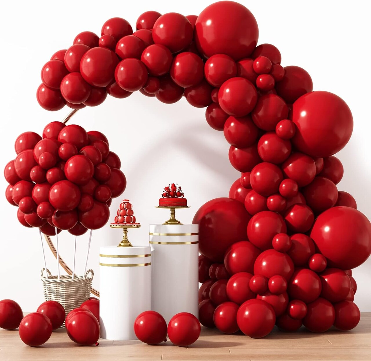 129pcs Ruby Red Balloons Different Sizes 18 12 10 5 Inches for Garland Arch, Premium Red Latex Balloons for Birthday Wedding Valentine's Day Christmas Party Decoration